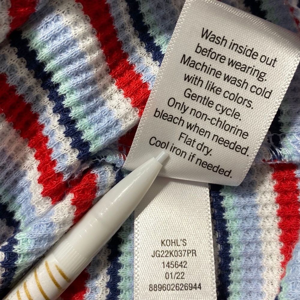 SO Good For Life Juniors Striped Lace-Up Tee Size 3X Blue White Red Green - Picture 8 of 9